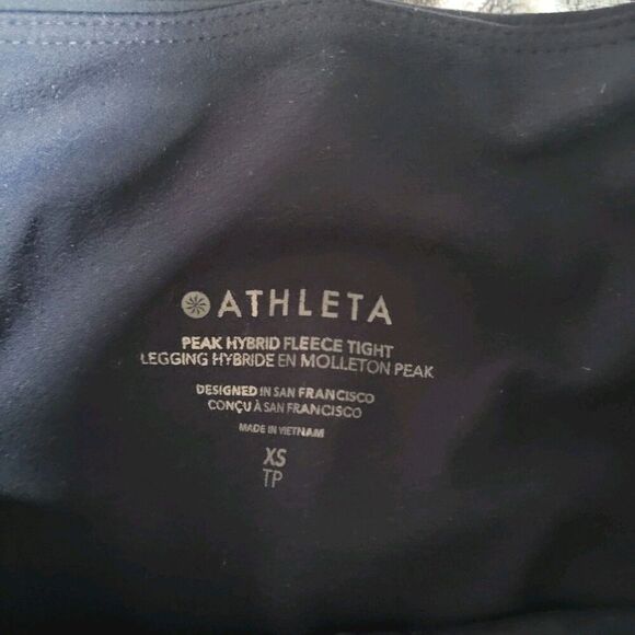 Athleta Peak Hybrid Fleece Tight Legging Size Xsmall Navy Blue Thermal Athletic - Picture 3 of 10